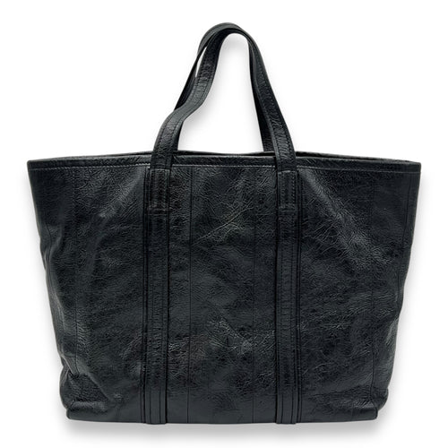 Balenciaga Barbes East West Black Tote Bag in Distressed Leather, Silver hardware_2