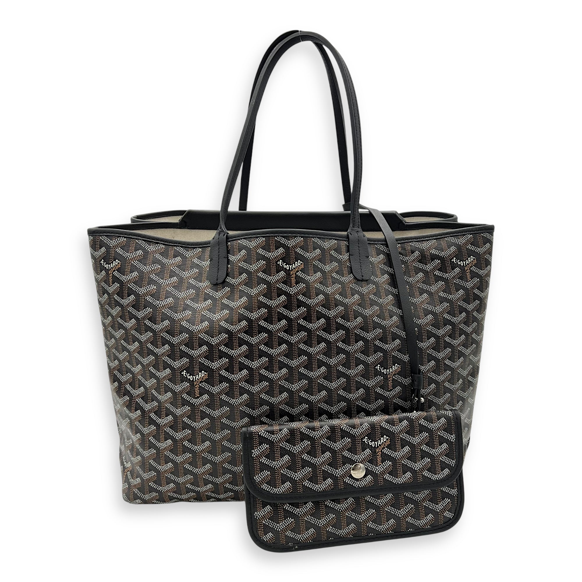 Goyard Isabelle Tote Bag Black in Coated Canvas, Silver hardware_12