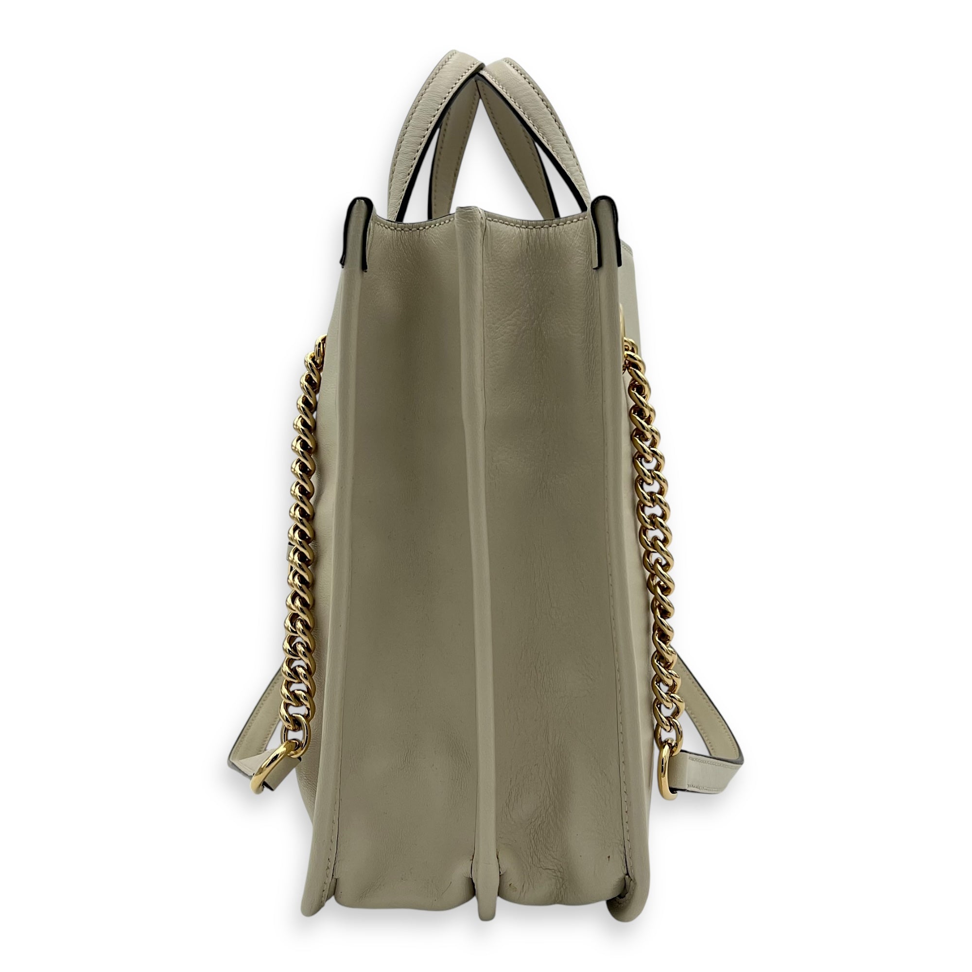 Gucci Horsebit 1955 Top Handle Bag White in Calfskin, Gold hardware_4