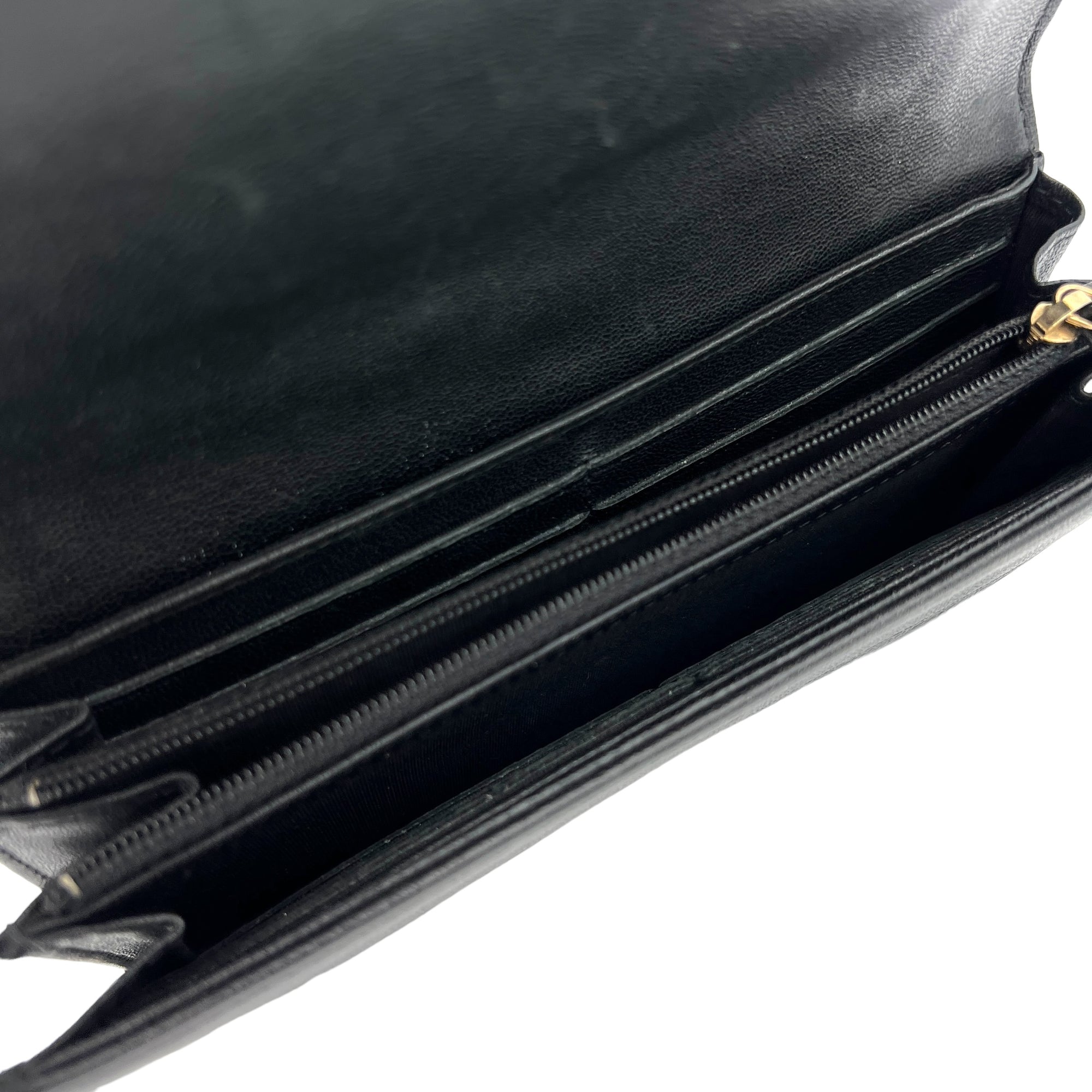 Mademoiselle Black Wallet in Caviar Leather, Gold hardware