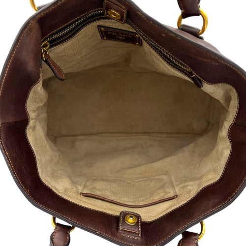 Twoway Top handle Bag  Brown in Calfskin , Gold Hardware