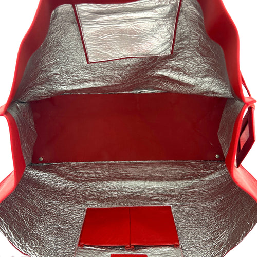 Papier Red Tote Bag in Calfskin, Silver hardware