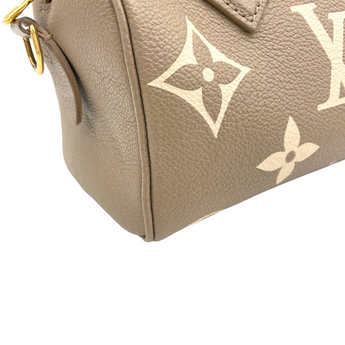 Speedy Bandouliere Top Handle Bag 20 Grey in Empreinte Leather, Gold hardware