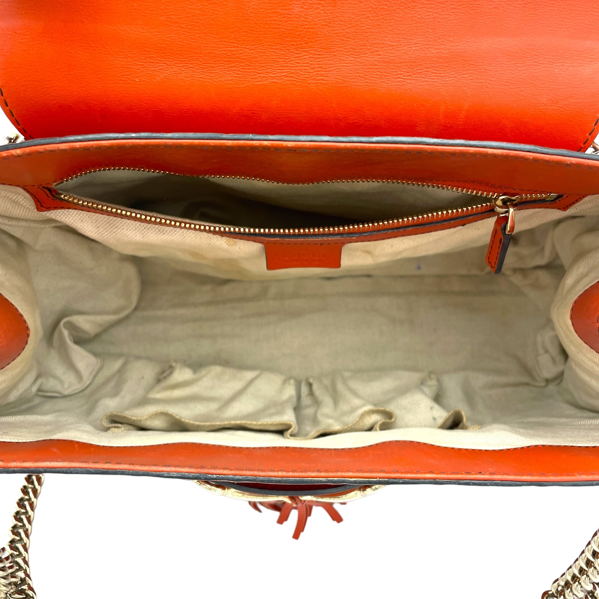 Emily Large Orange Shoulder Bag in Guccissima Leather, Gold hardware