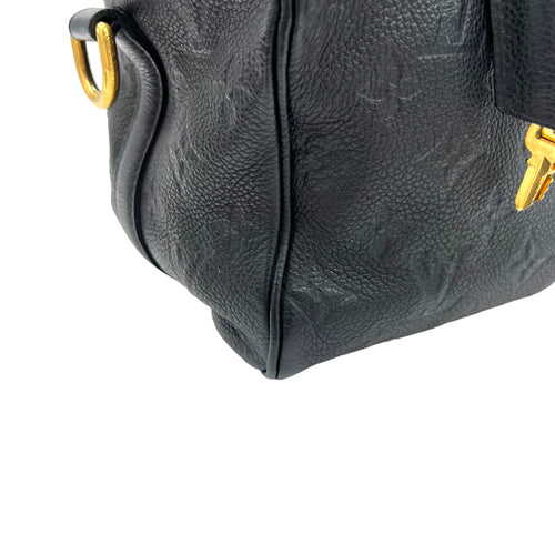 Speedy Bandouliere 25 Black Top Handle Bag in Monogram Empreinte Leather, Gold hardware