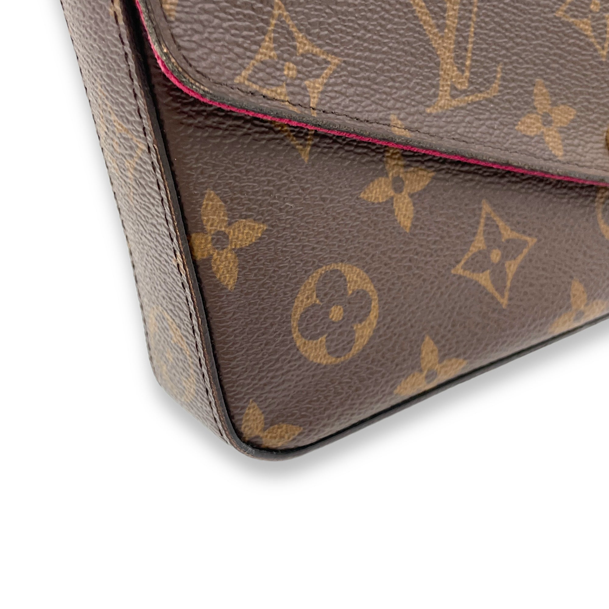 Felicie Brown Wallet On Chain in Monogram Coated Canvas, Gold hardware