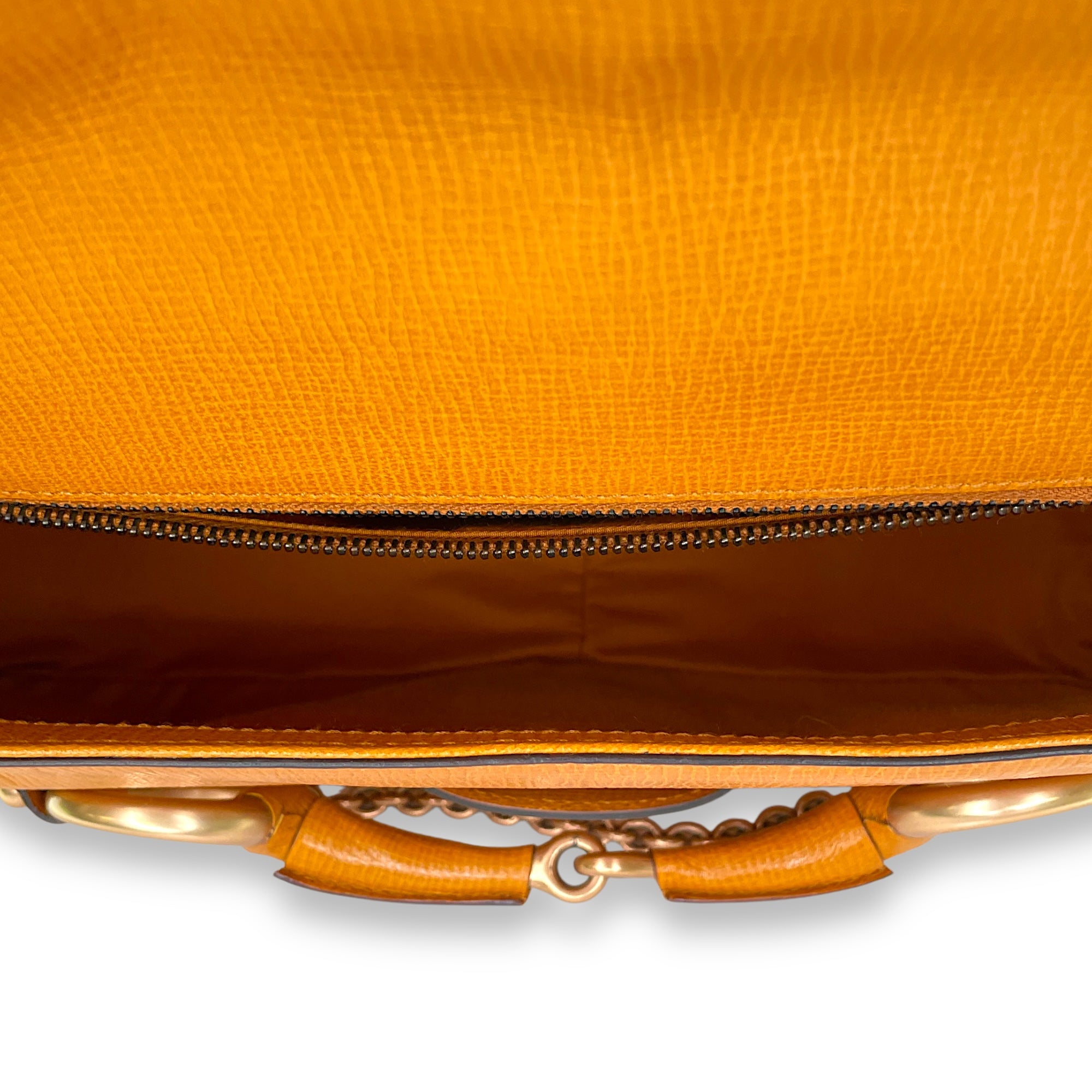 Horsebit Orange Shoulder Bag in Calfskin, Rose Gold hardware