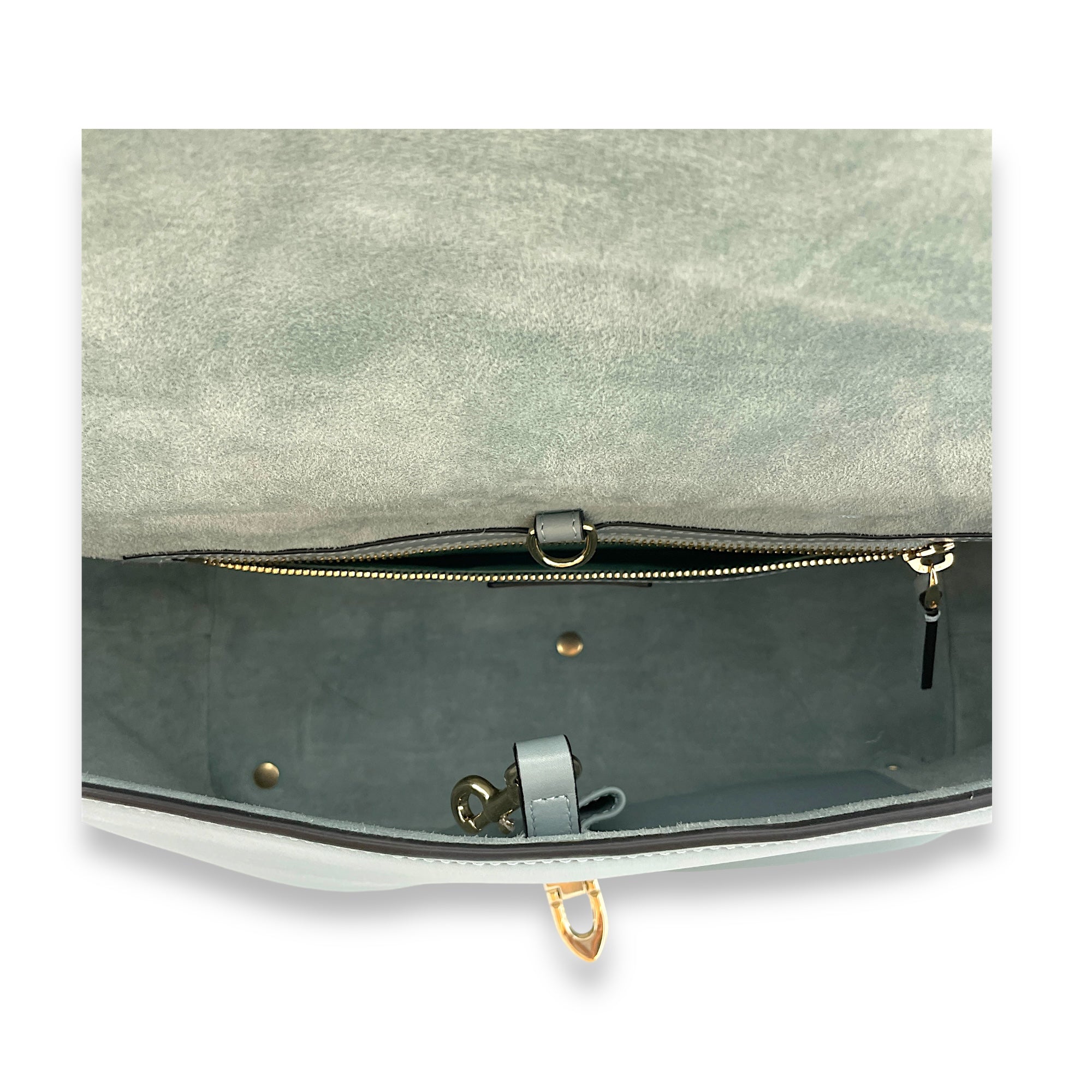 Studs Top Handle Bag Blue in Calfskin, Light Gold hardware