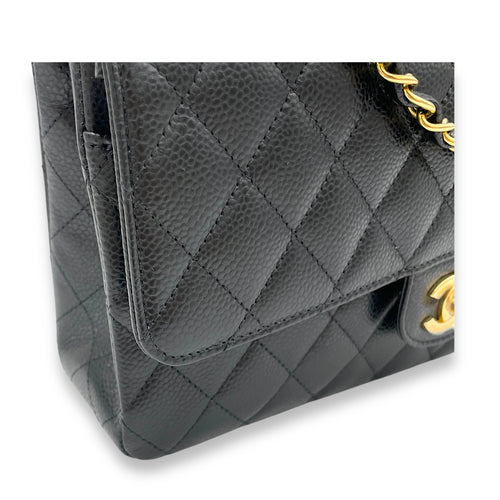 Classic Shoulder Bag Medium Black in Caviar Leather, Gold hardware