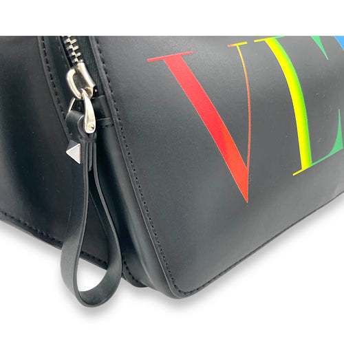 VLTN Black Belt Bag in Calfskin, Silver hardware