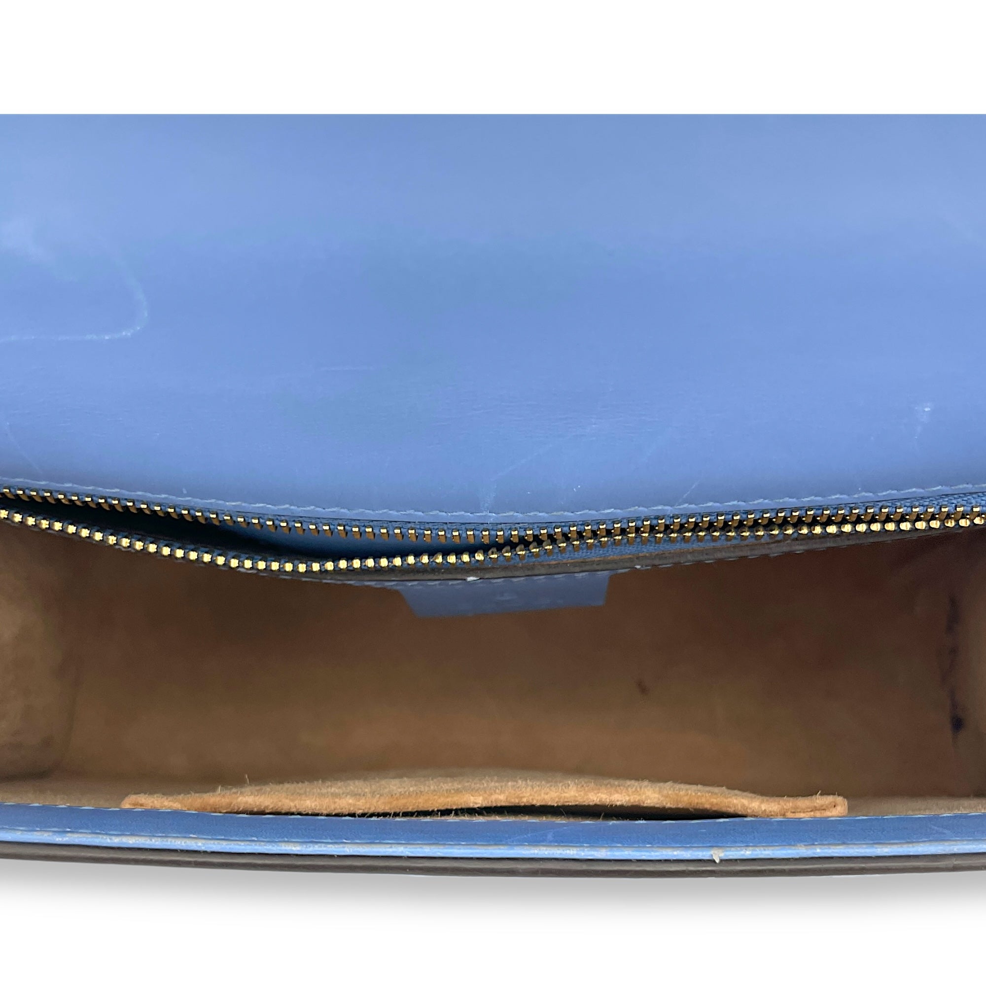 Sylvie Small Blue Shoulder Bag in Calfskin, Gold hardware