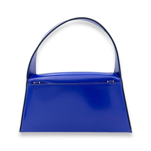 Prisma Blue Top Handle Bag in Calfskin, Silver hardware