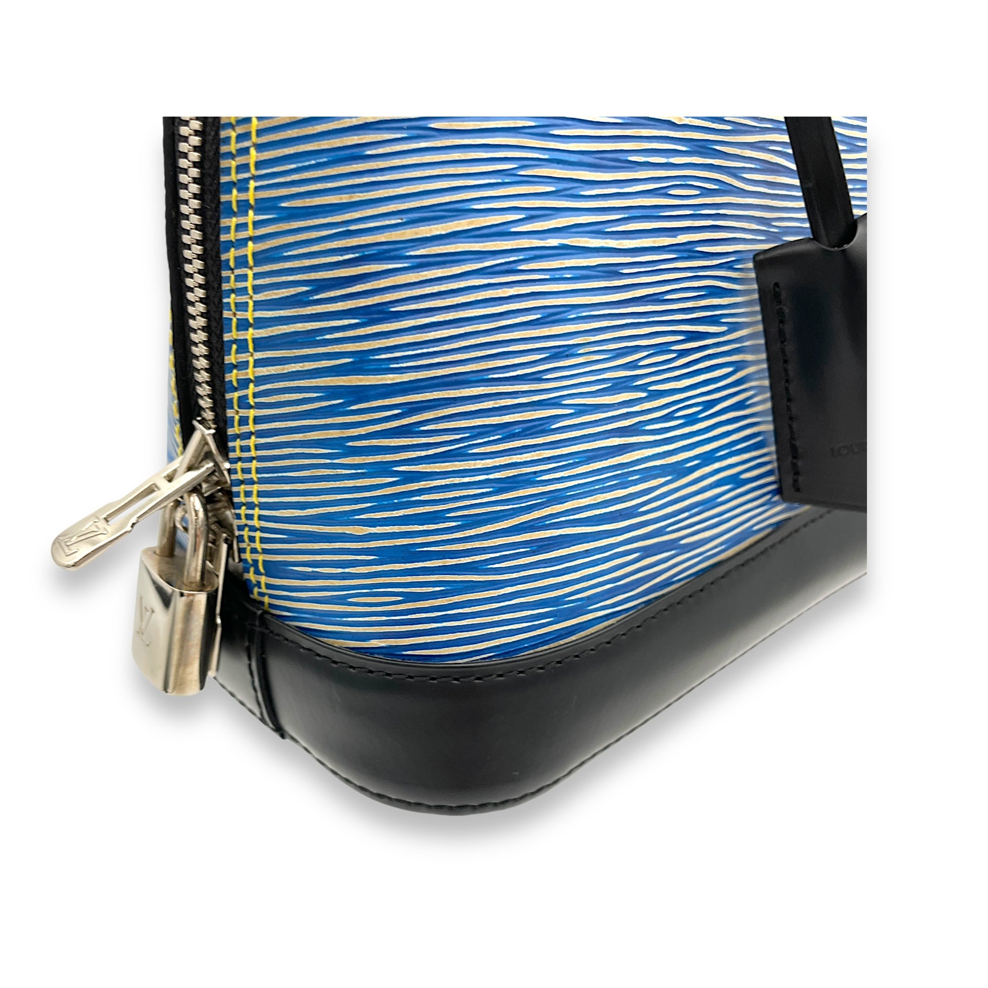 Alma Top Handle Bag Blue in Epi Leather, Silver hardware