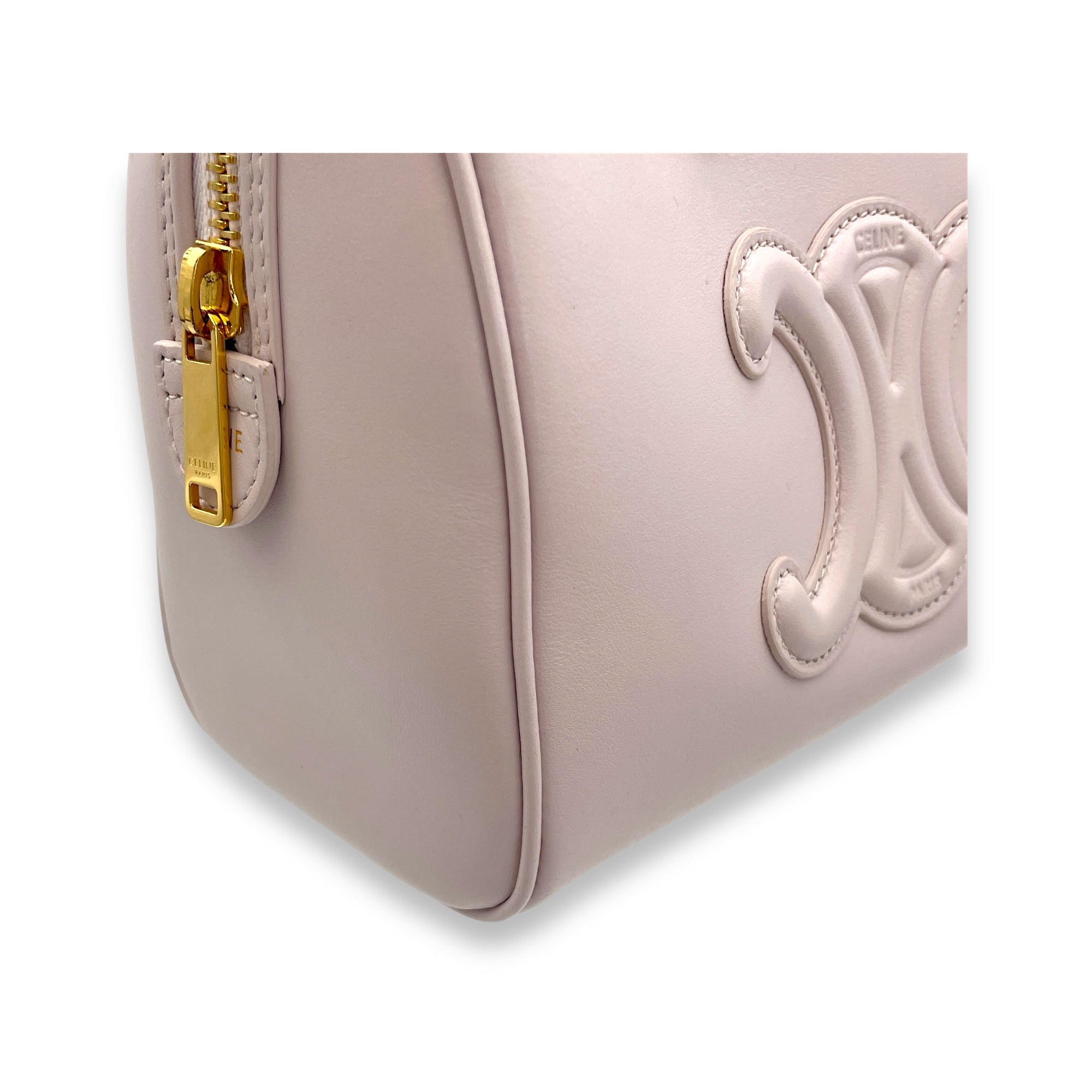 Boston Small Purple Top Handle Bag in Calfskin, Gold hardware