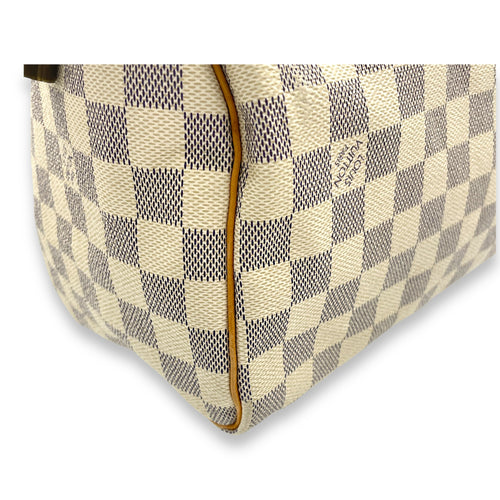 Speedy 25 Damier Azur Top Handle Bag in Coated Canvas, Gold hardware