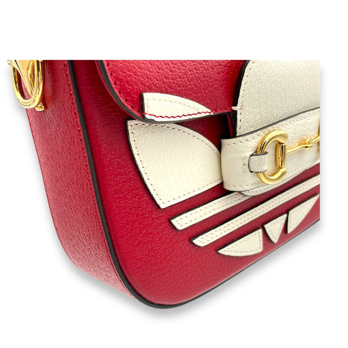 x Adidas Horsebit 1955 Crossbody Bag Red in Calfskin, Gold hardware