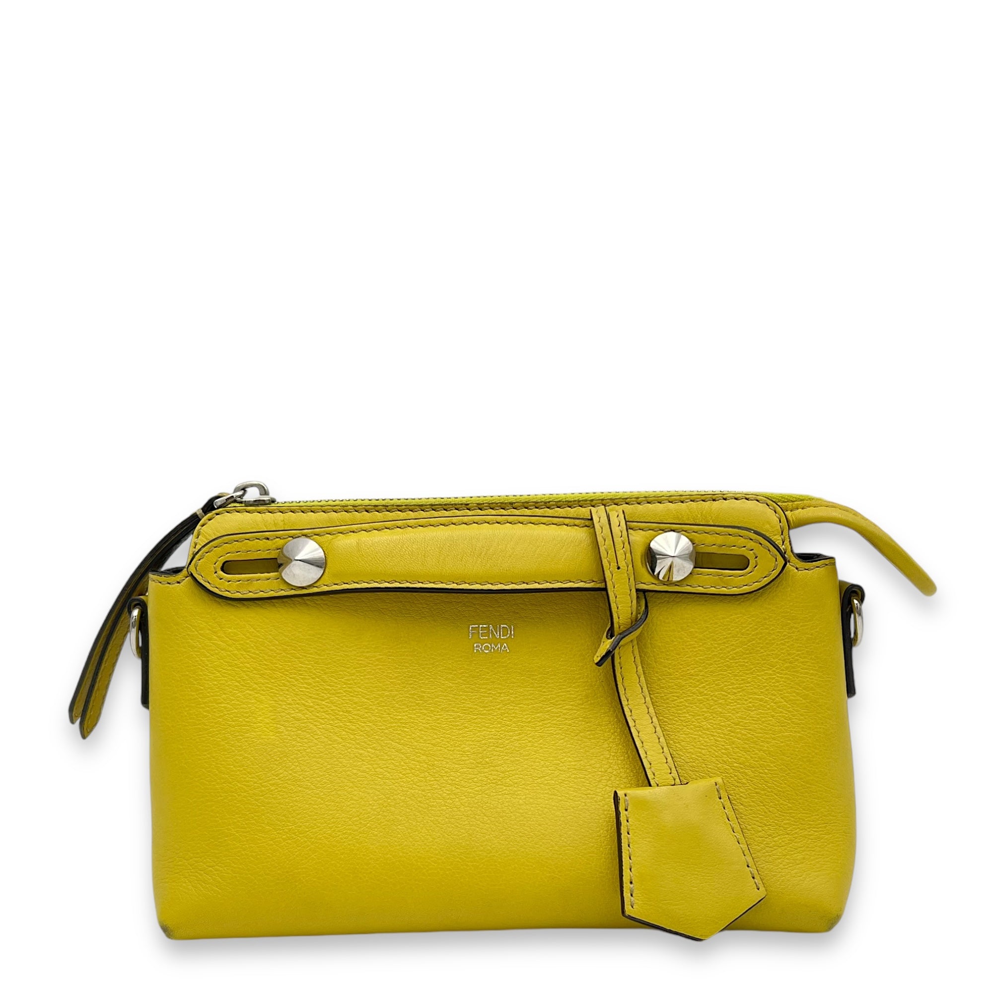 By The Way Yellow Top Handle Bag in Calfskin, Silver hardware