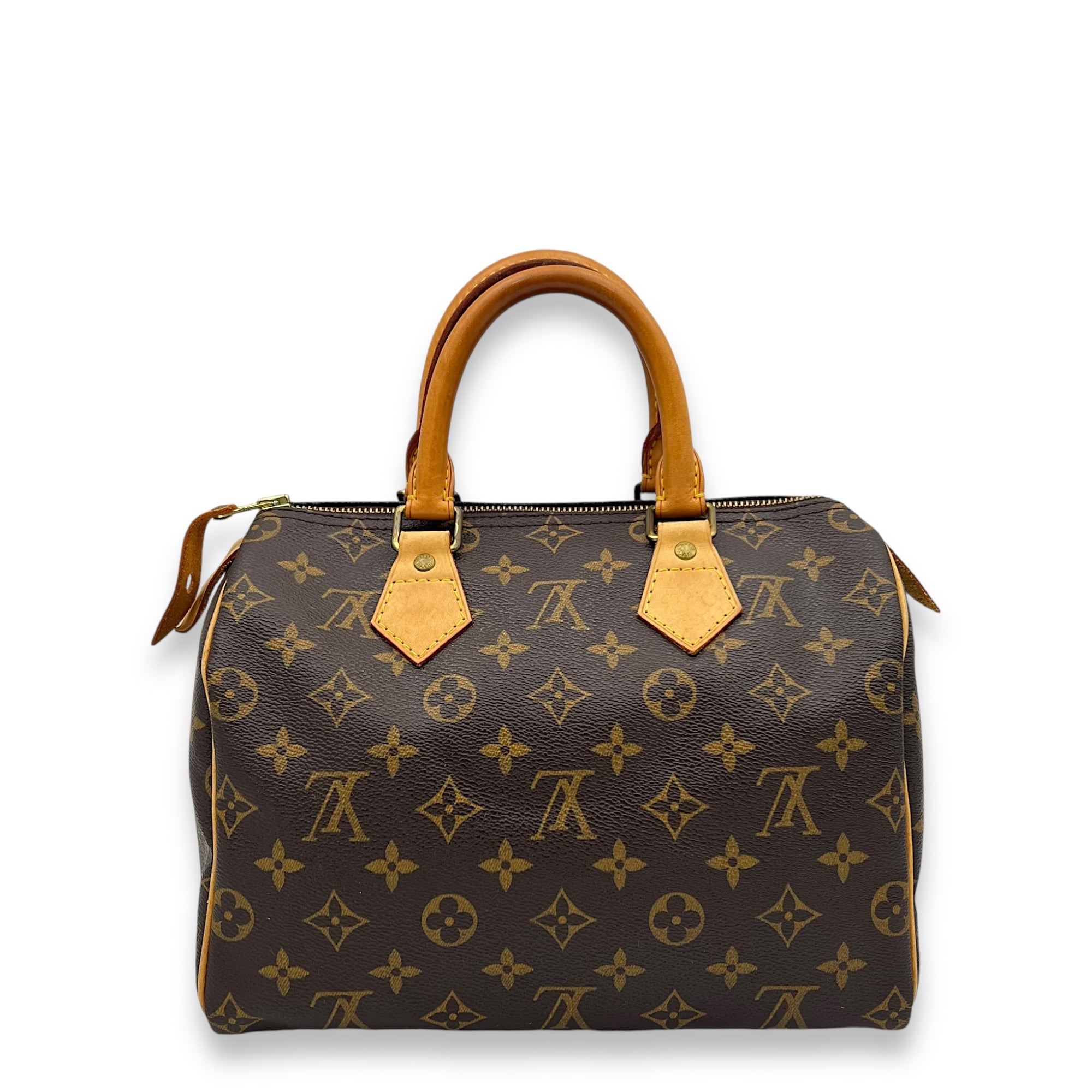 Speedy Top Handle Bag 25 Brown in Monogram Coated Canvas, Gold hardware