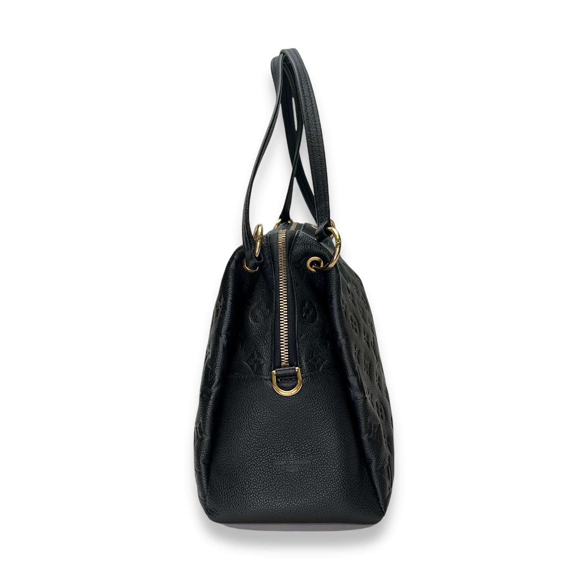 Ponthieu Black Top Handle Bag in Monogram Empreinte Leather, Gold hardware