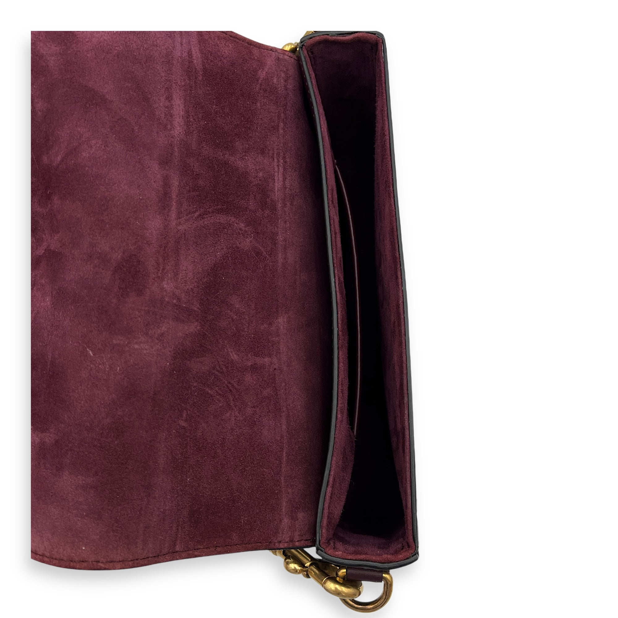 J'Adior Burgundy Top Handle Bag in Calfskin, Gold hardware