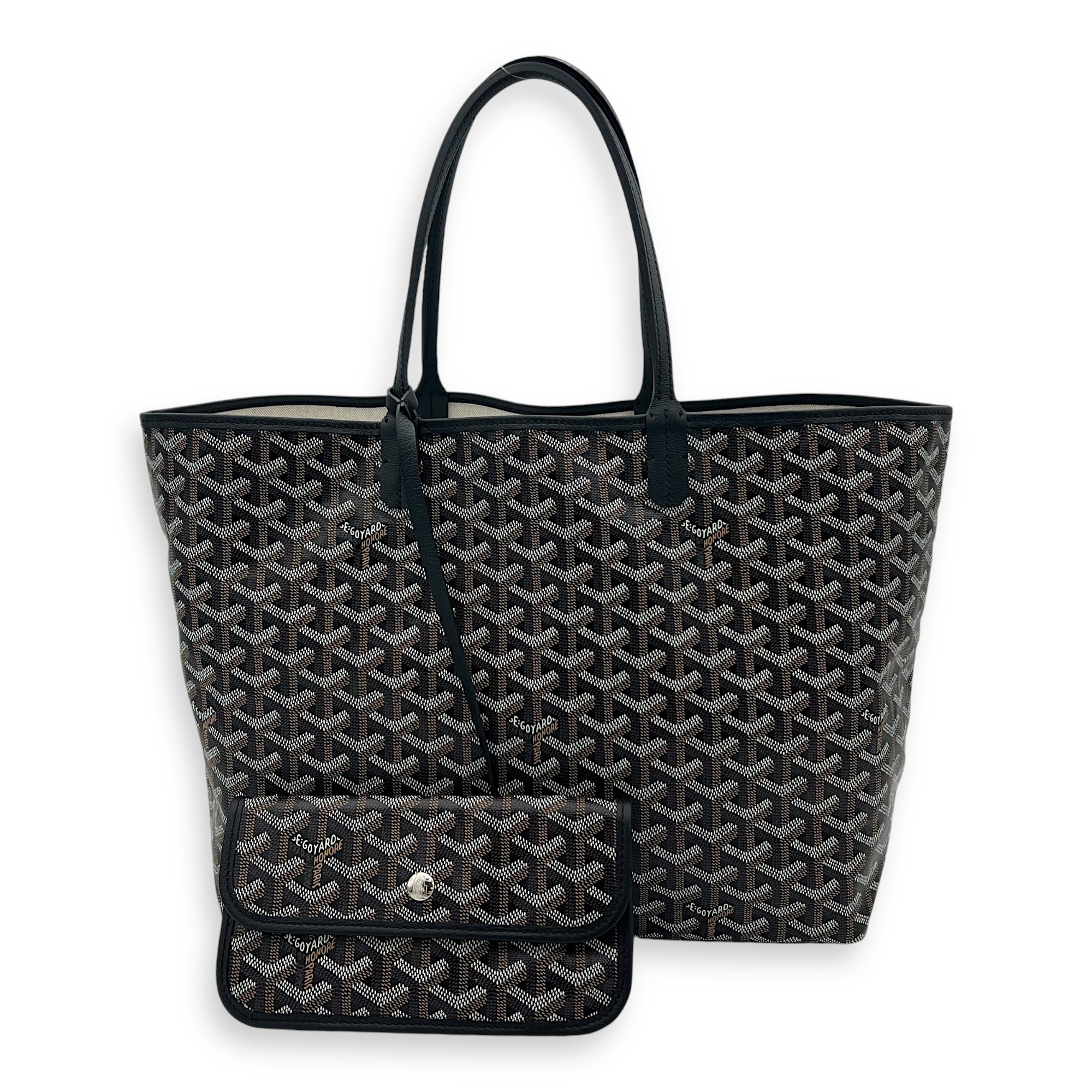 Saint Louis Tote Bag PM Black in Coated Canvas, Silver hardware