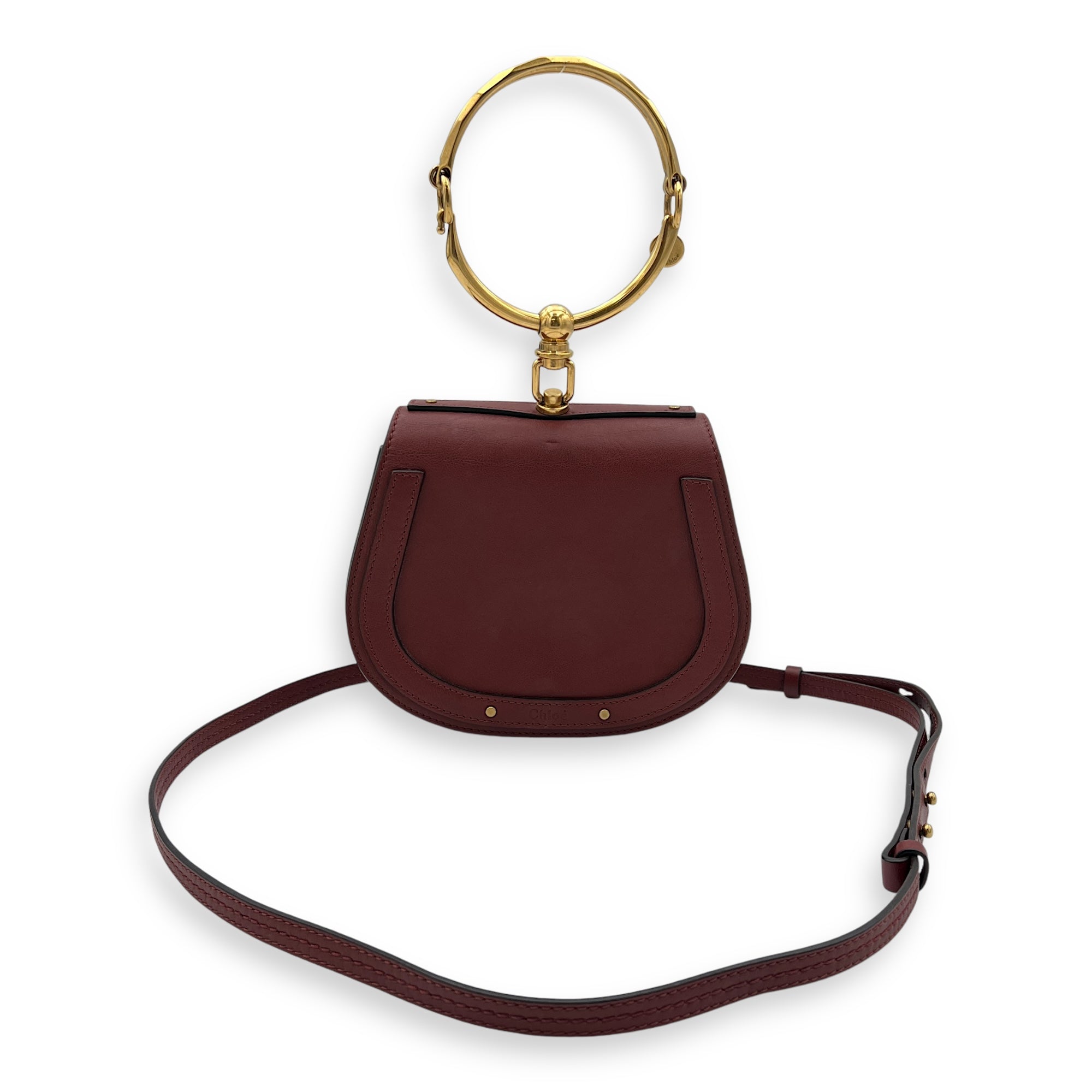 Nile Red Top Handle Bag in Calfskin, Gold hardware