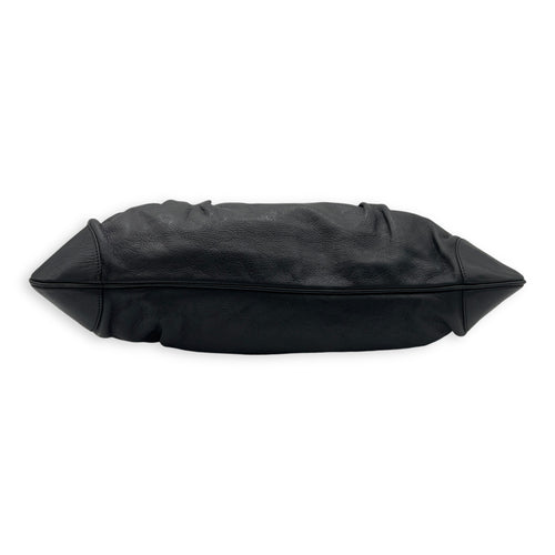 Gancini Top Handle Bag Black in Calfskin, Silver hardware