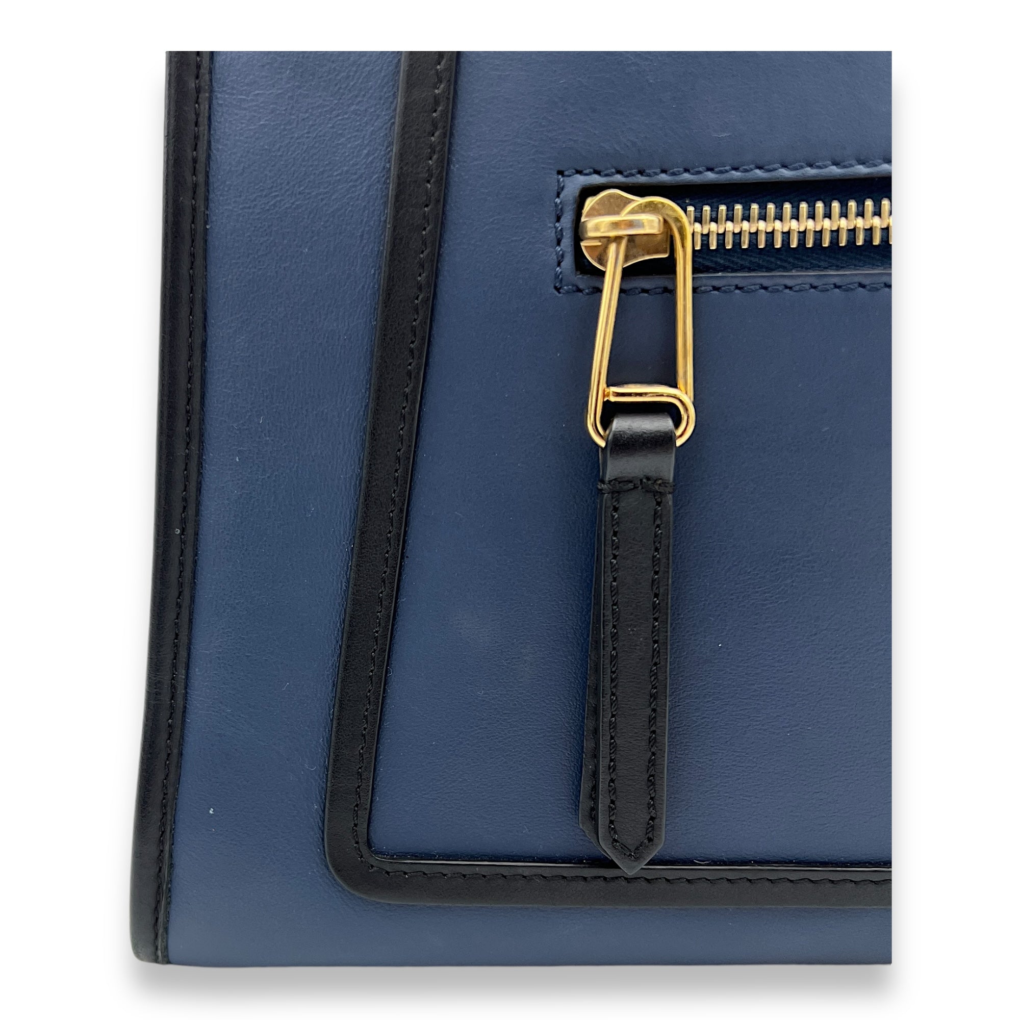 Runaway Top Handle Bag Blue in Calfskin, Gold hardware