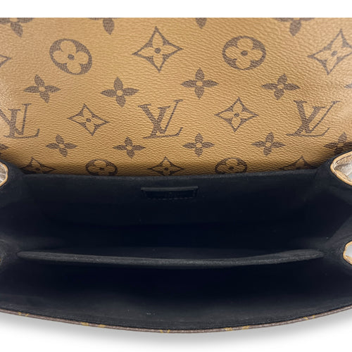 Pochette Metis Brown Top Handle Bag in Monogram Coated Canvas, Gold hardware