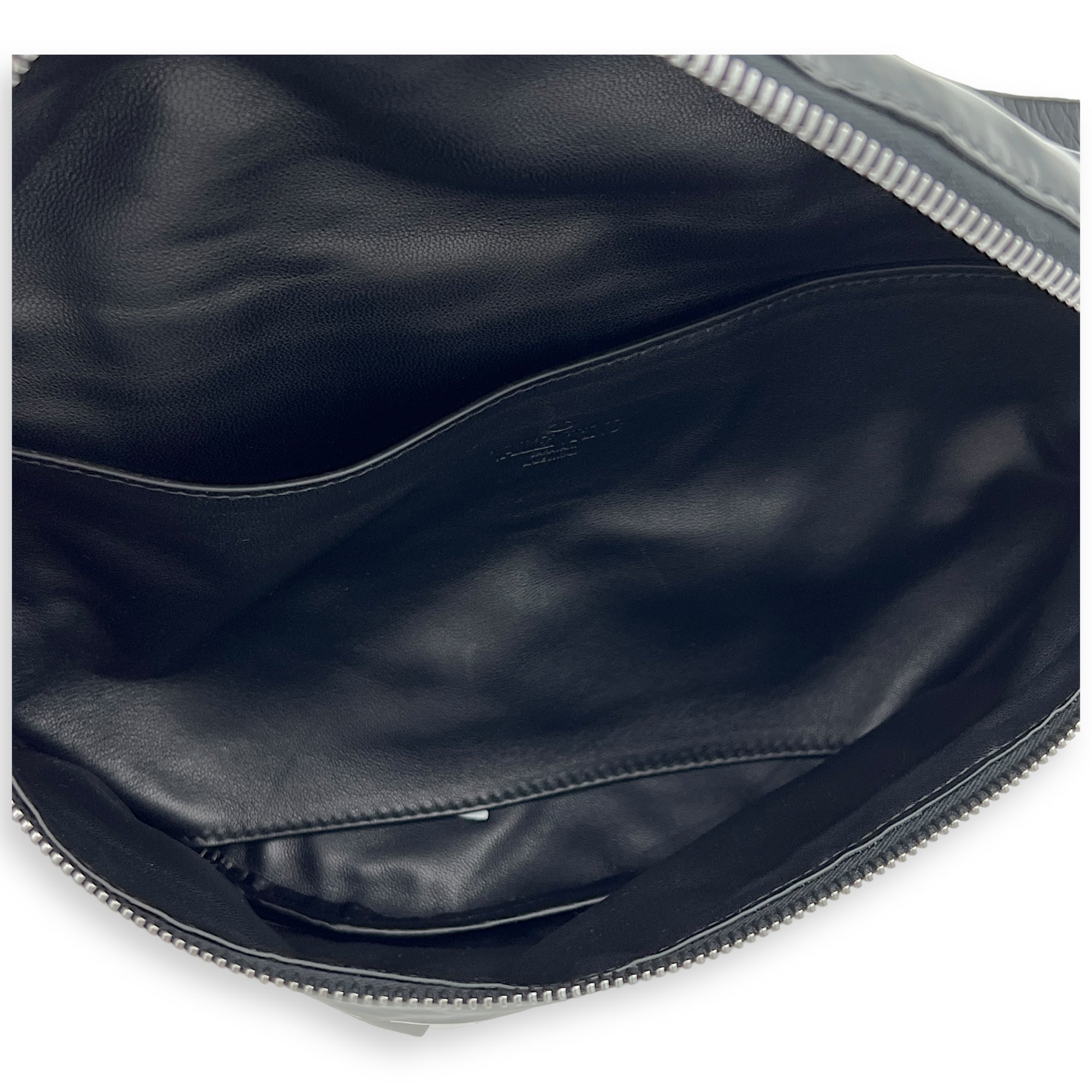 VLTN Belt Bag Black in Calfskin, Silver hardware