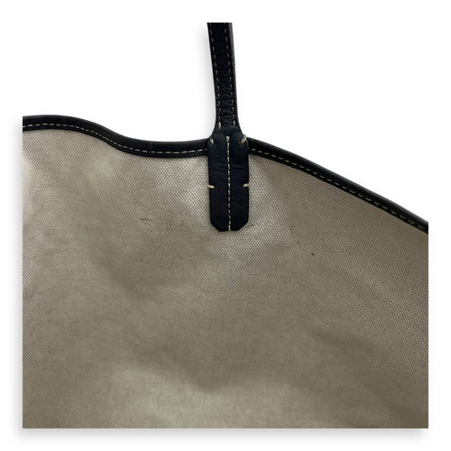 Saint Louis GM Grey Tote Bag in Coated Canvas, Silver hardware