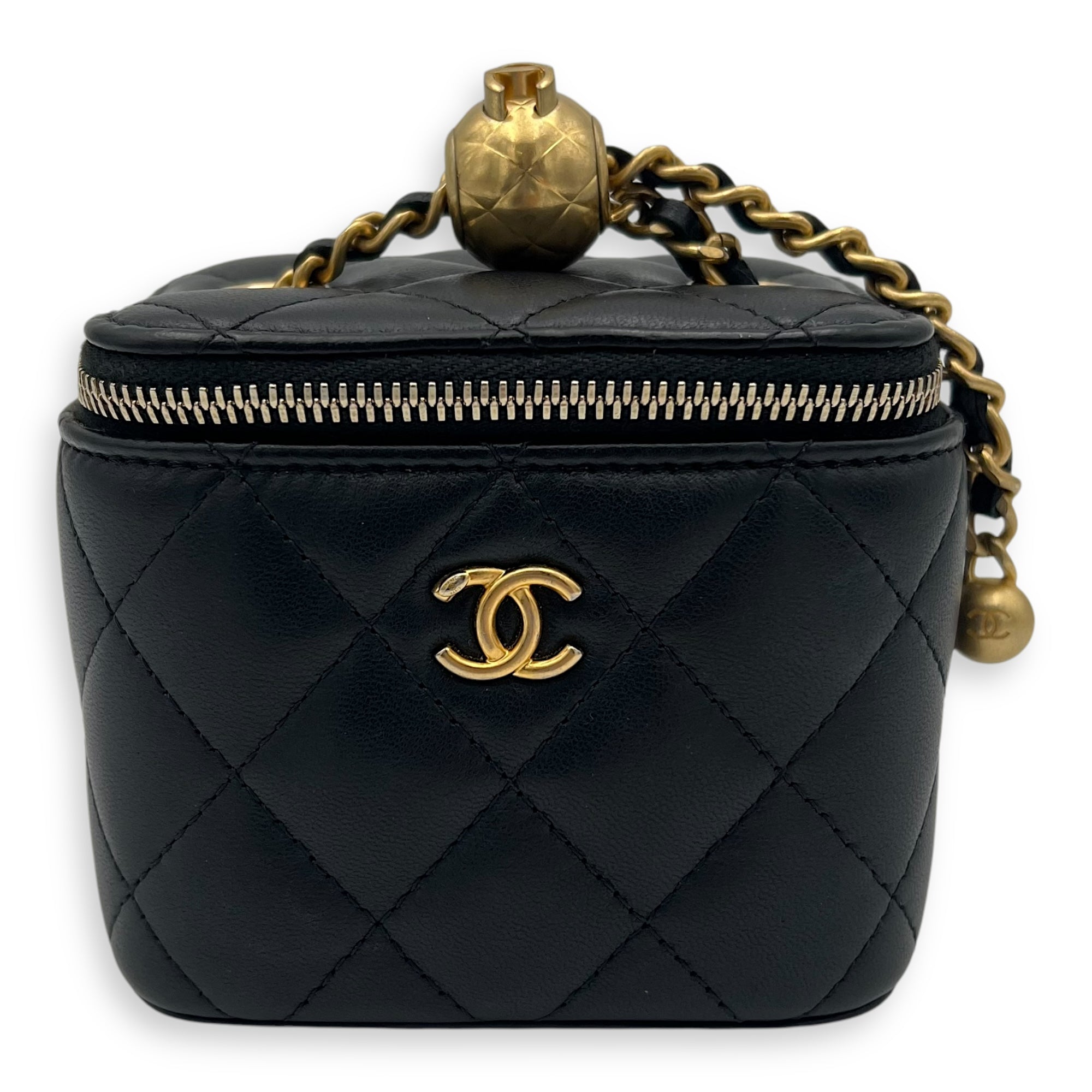 Vanity Crossbody Bag Black in Lambskin, Gold hardware