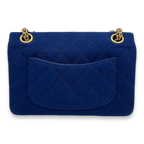 Chanel 2.55 Mini Blue Shoulder Bag in Jersey, Gold hardware_2