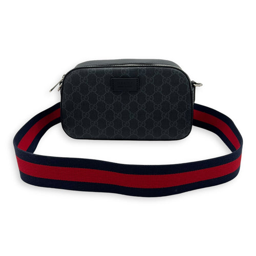 Gucci GG Crossbody Bag Black in Coated Canvas, Silver hardware_11