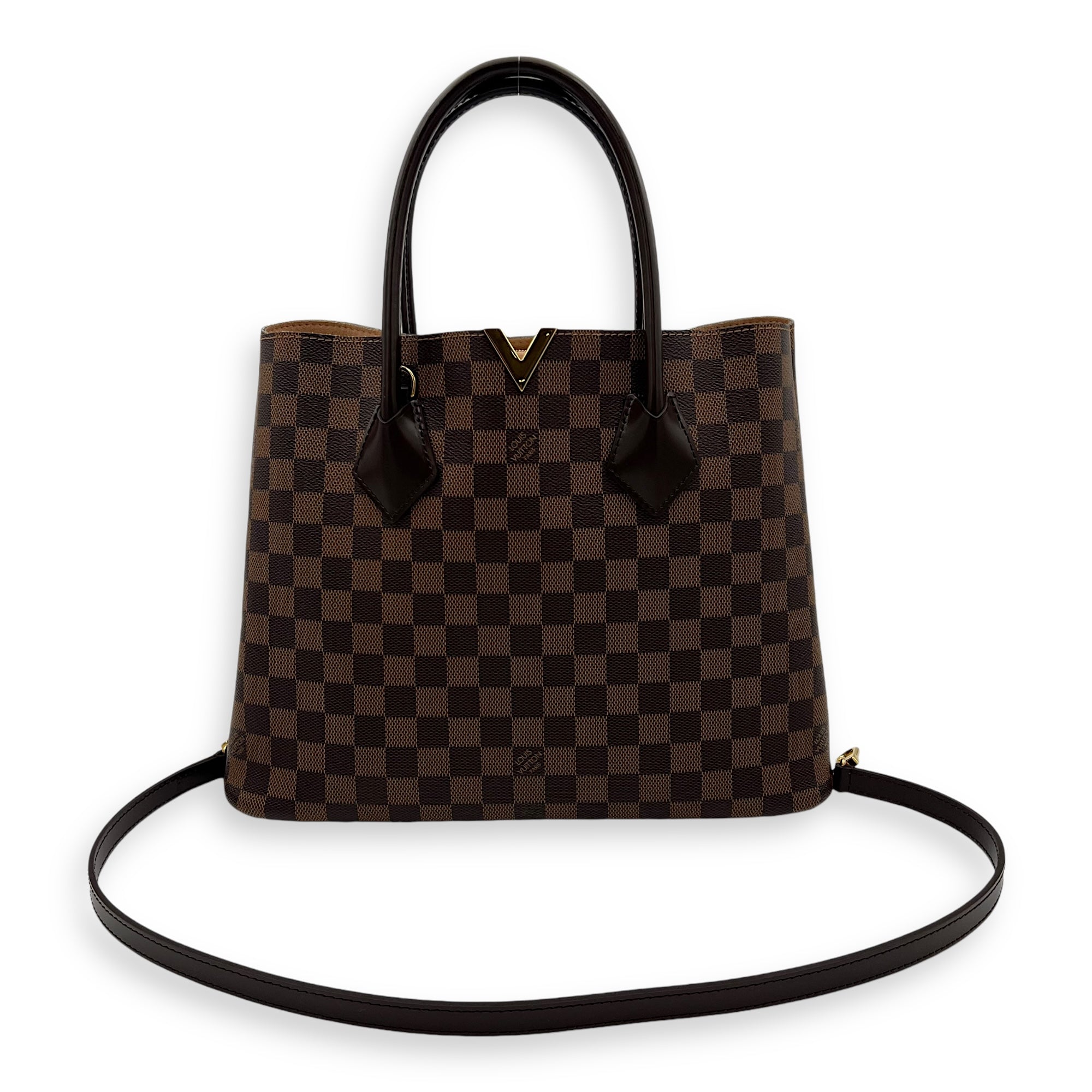 Louis Vuitton Kensington Tote Bag Brown in Coated Canvas, Gold hardware_12