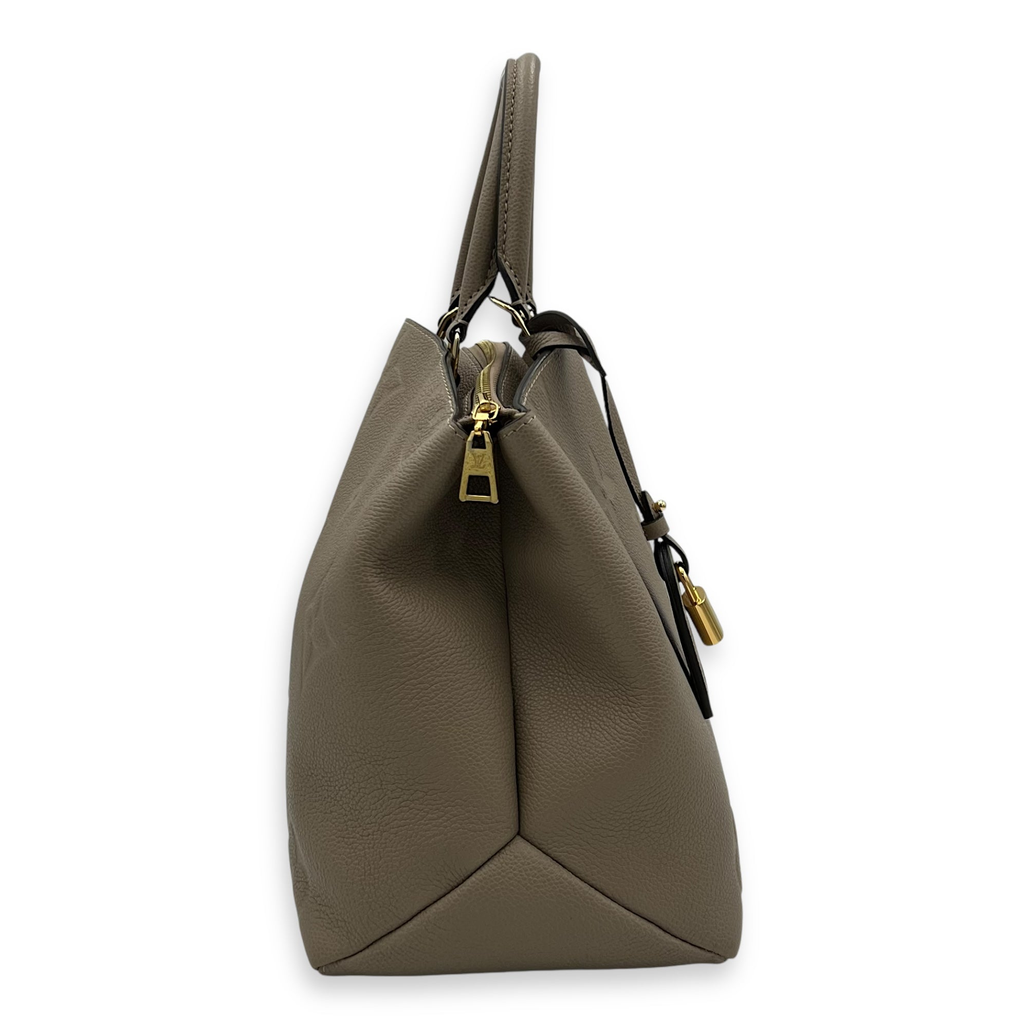 Louis Vuitton Grand palasis Top Handle Bag MM Grey in Calfskin, Gold hardware_3