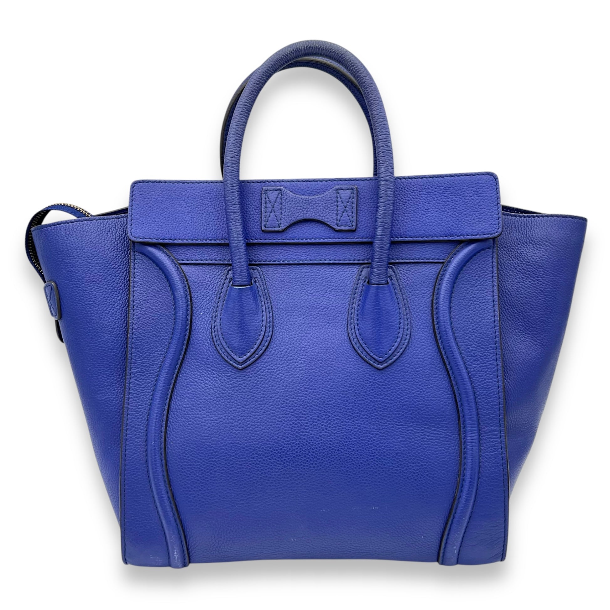 Celine Luggage Top Handle Bag Mini Blue in Calfskin, Gold hardware_2