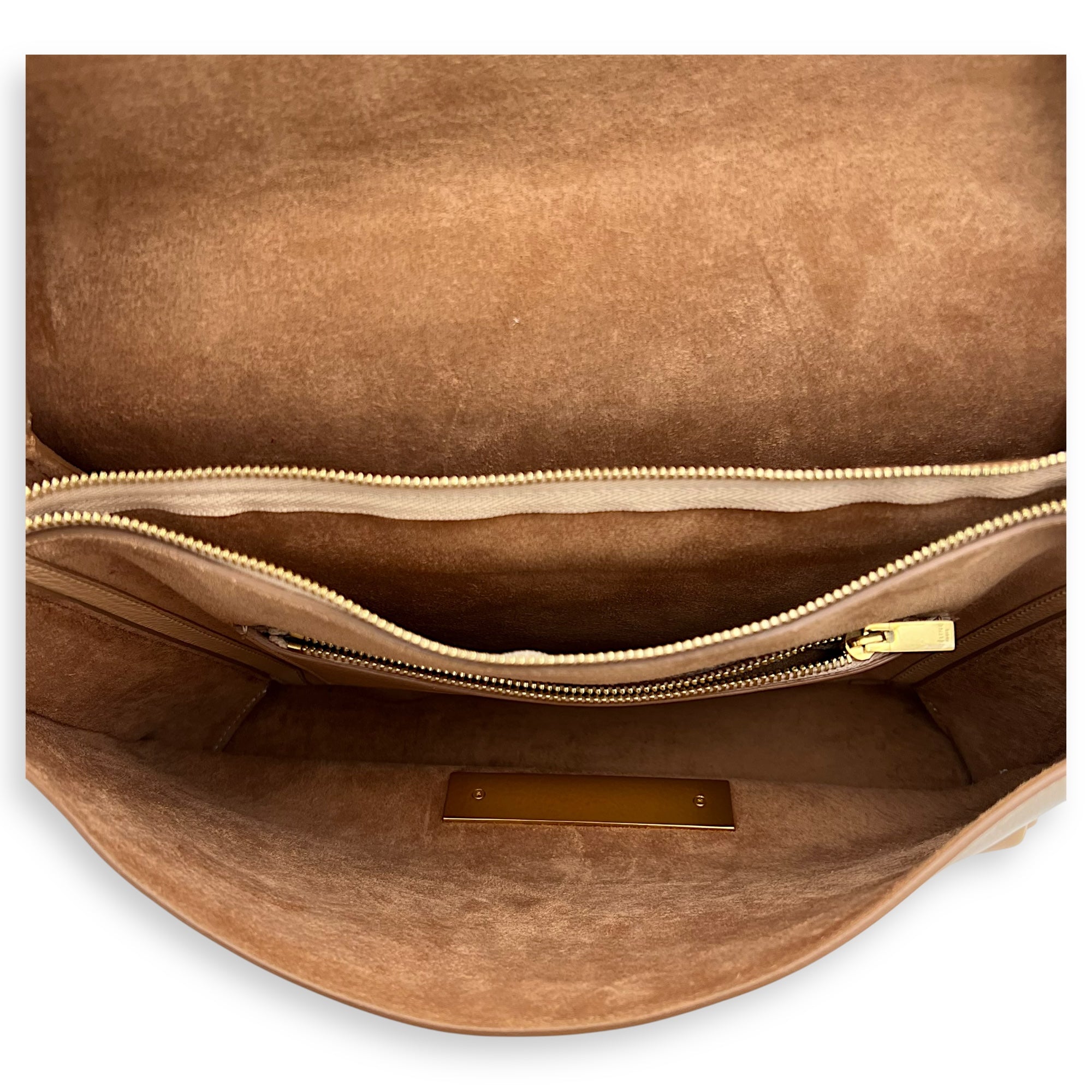 Celine Others Shoulder Bag Beige in Calfskin, Gold hardware_6