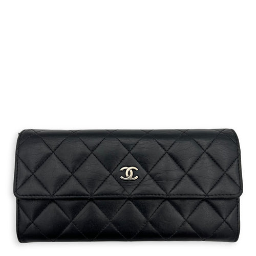 Chanel Classic Wallet Long Black in Lambskin, Silver hardware_1