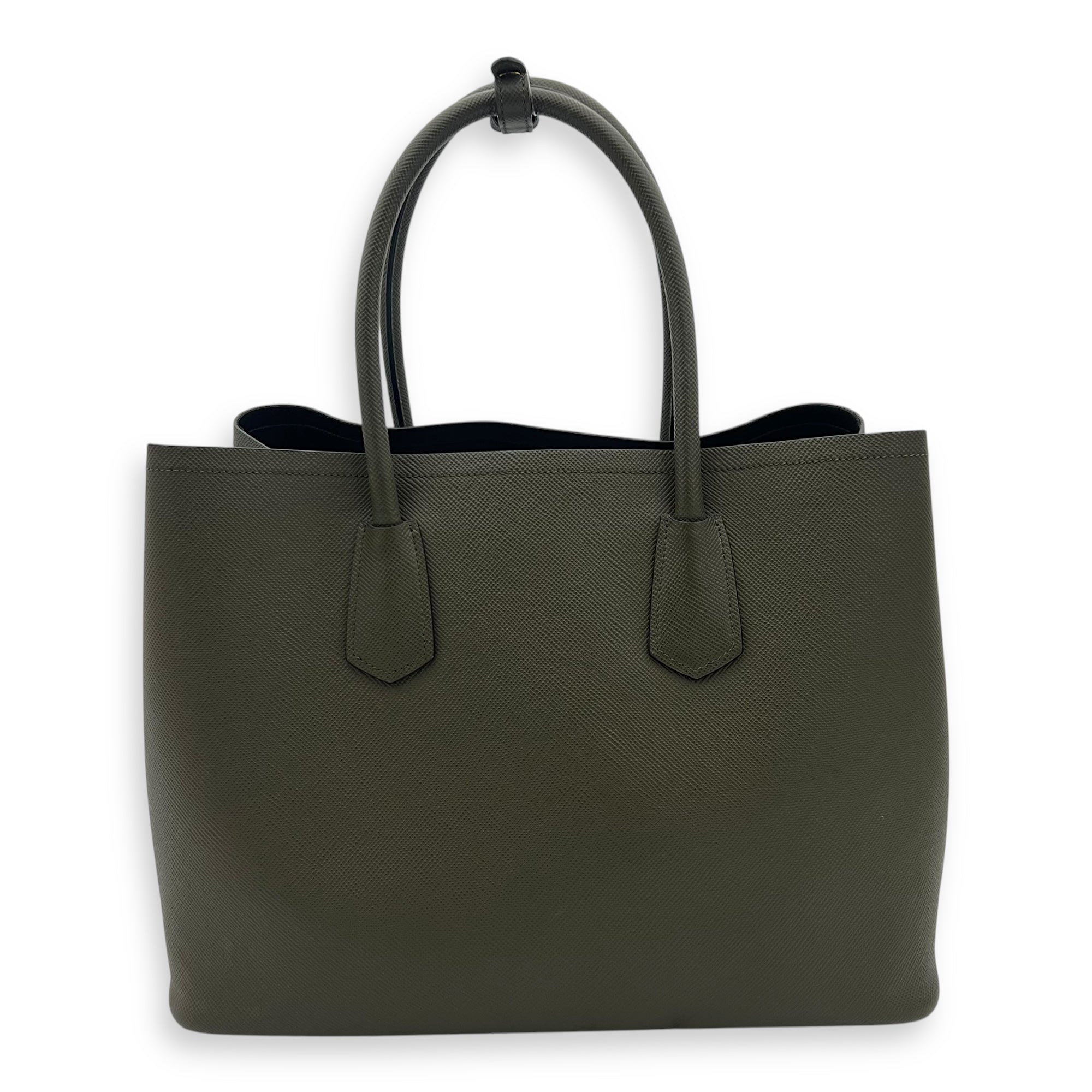 Prada Double Top Handle Bag Green in Saffiano Leather, Gold hardware_2