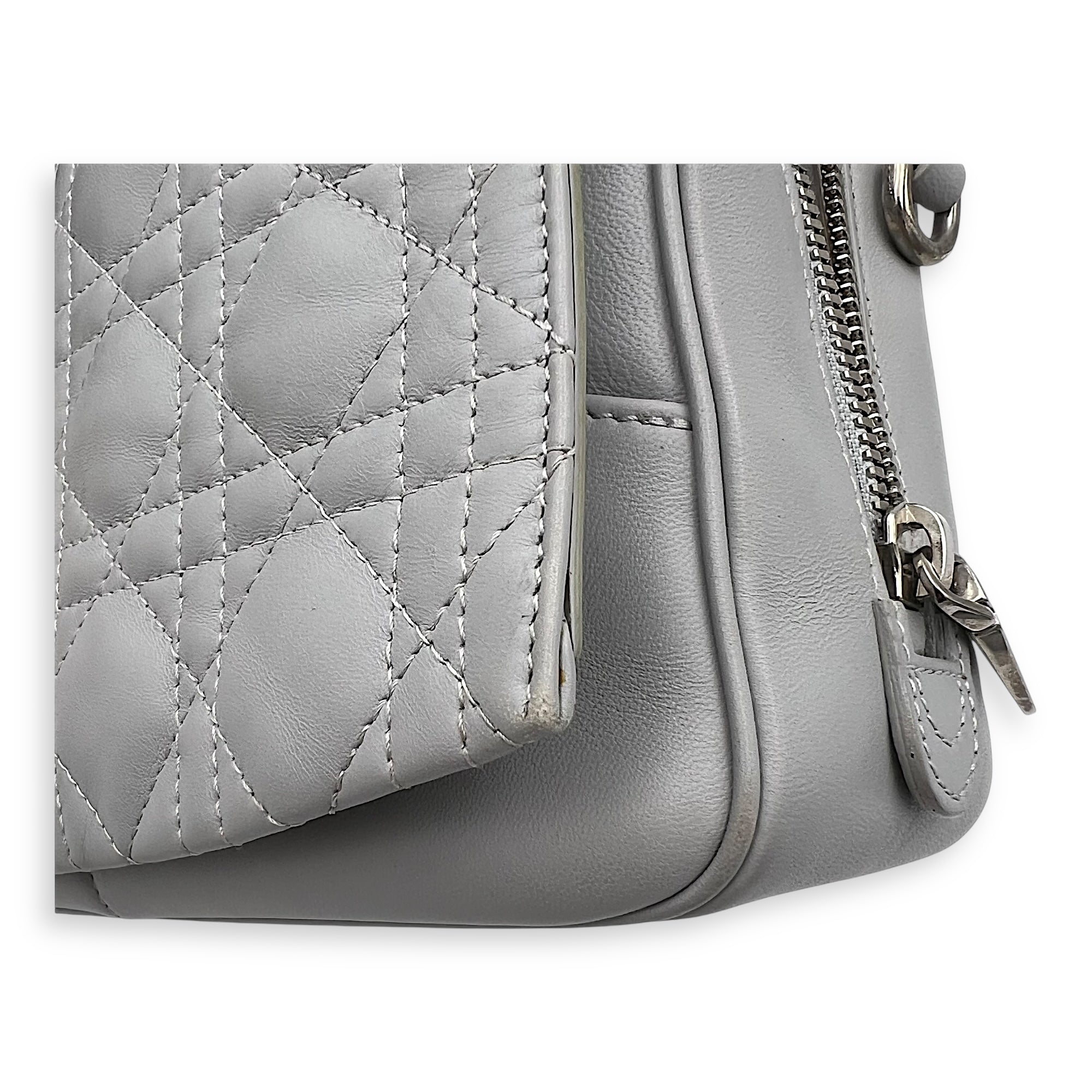 Christian Dior Stardust Crossbody Bag Grey in Lambskin, Silver hardware_11