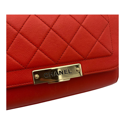 Chanel 2 way bag Orange Crossbody Bag in Calfskin, Gold hardware_9