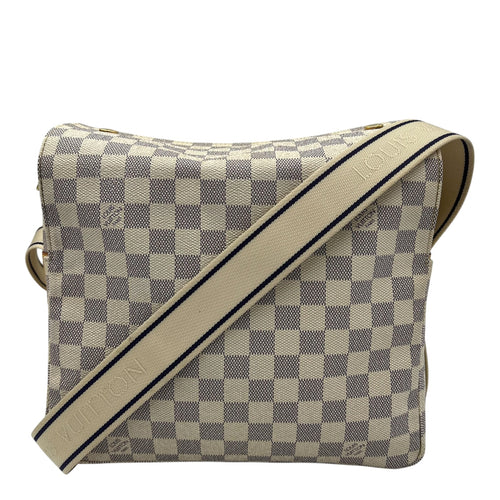 Louis Vuitton Naviglio Crossbody Bag Damier Azur in Coated Canvas, Enamel hardware_1