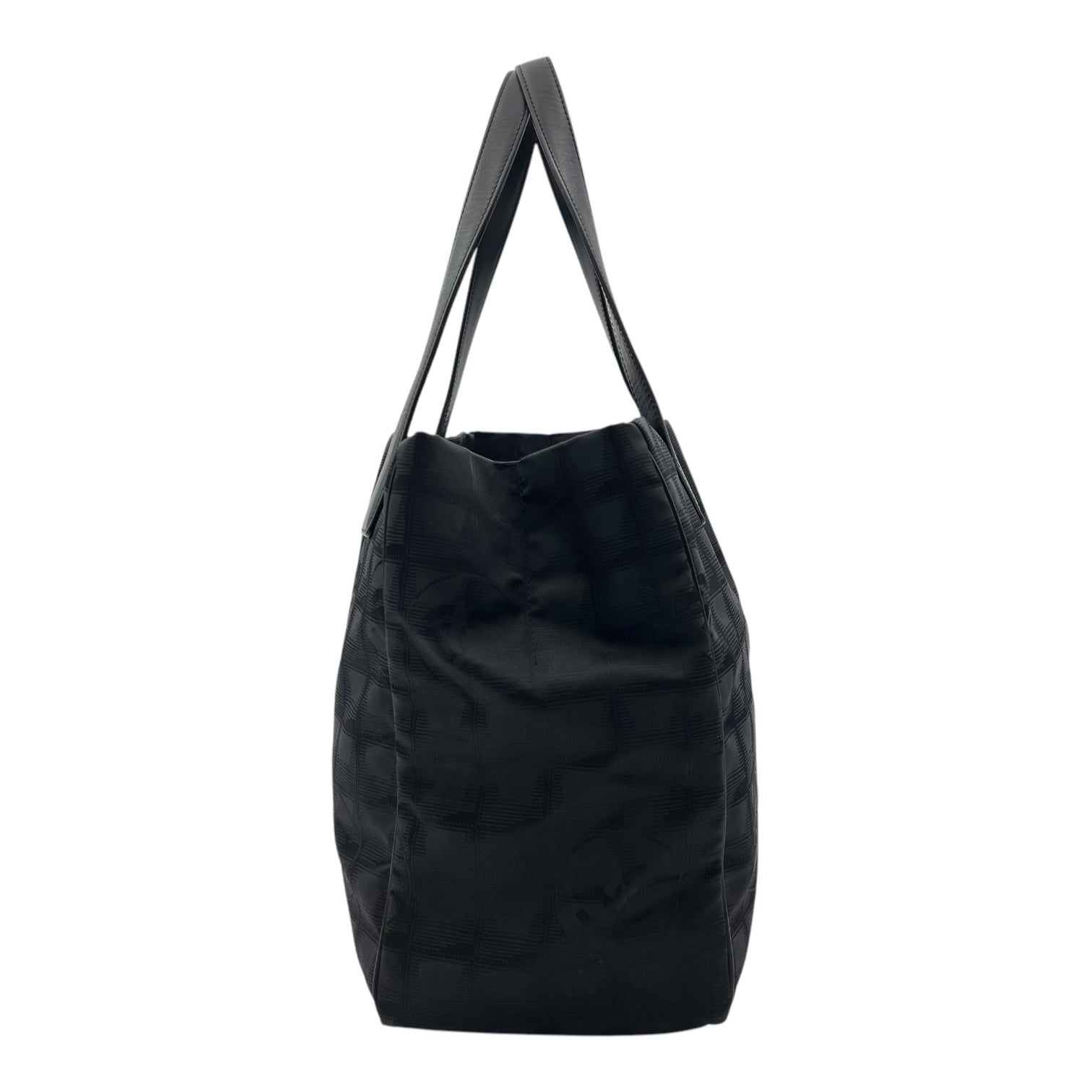Chanel Travel Line Tote Bag Black in Canvas, Silver hardware_3