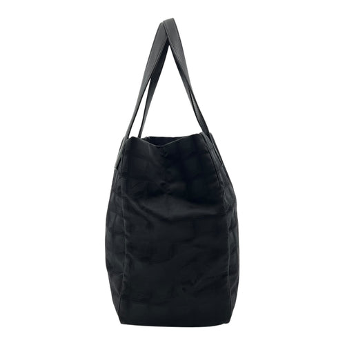 Chanel Travel Line Tote Bag Black in Canvas, Silver hardware_3