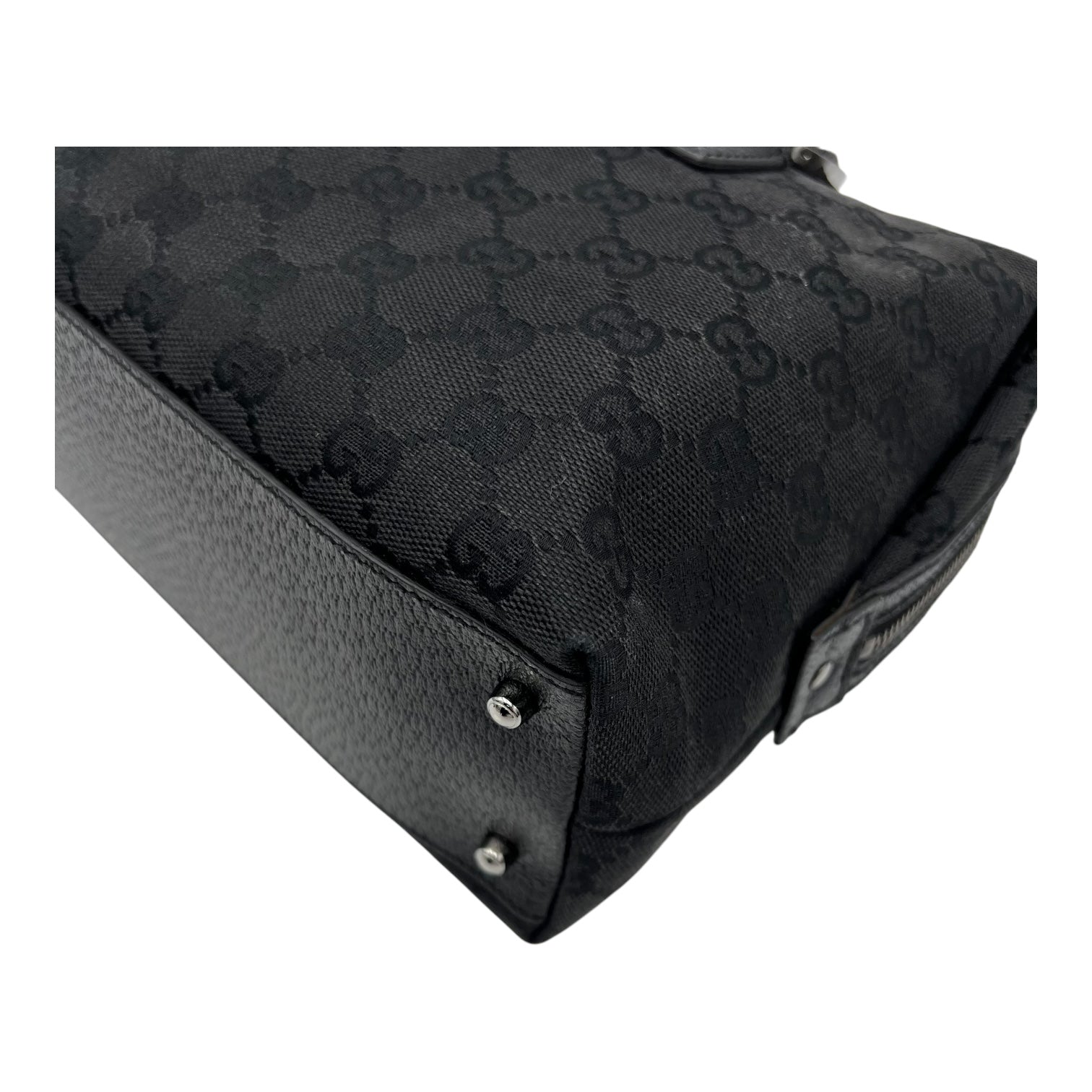Gucci GG Top Handle Bag Black in Canvas, Silver hardware_12