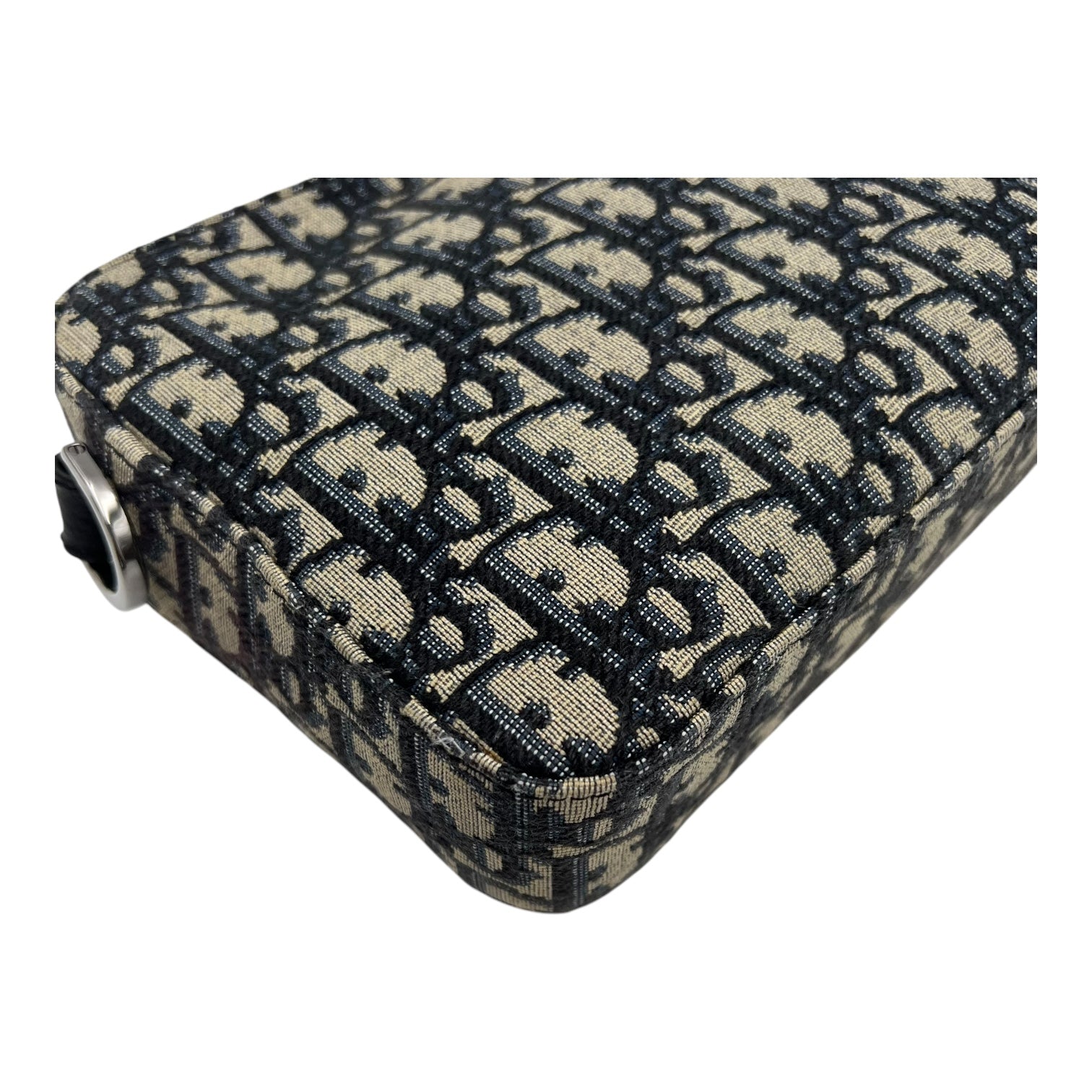 Christian Dior Safari Crossbody Bag Blue in Jacquard, Silver hardware_10
