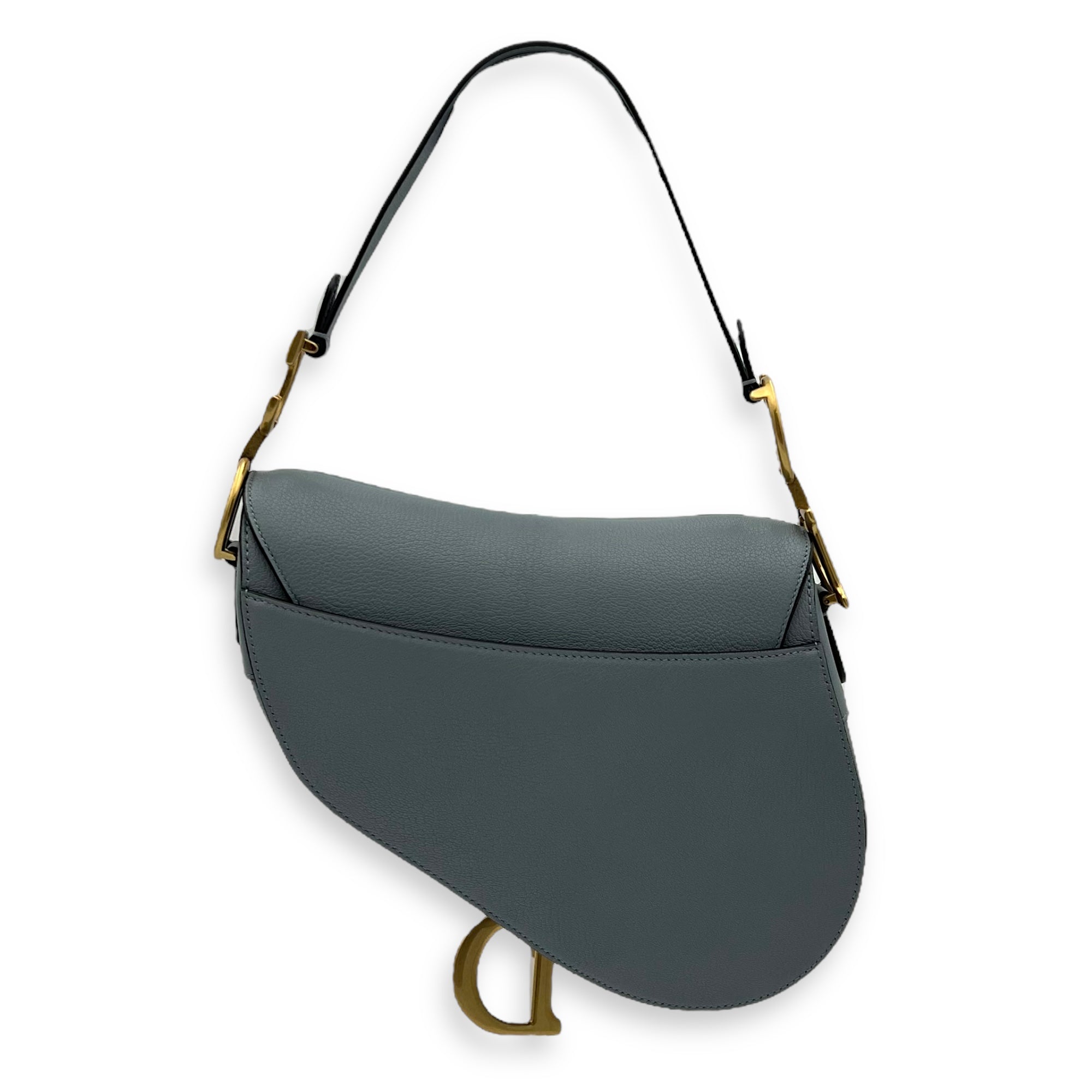 Christian Dior Saddle Shoulder Bag Medium Blue in Calfskin, Gold hardware_2