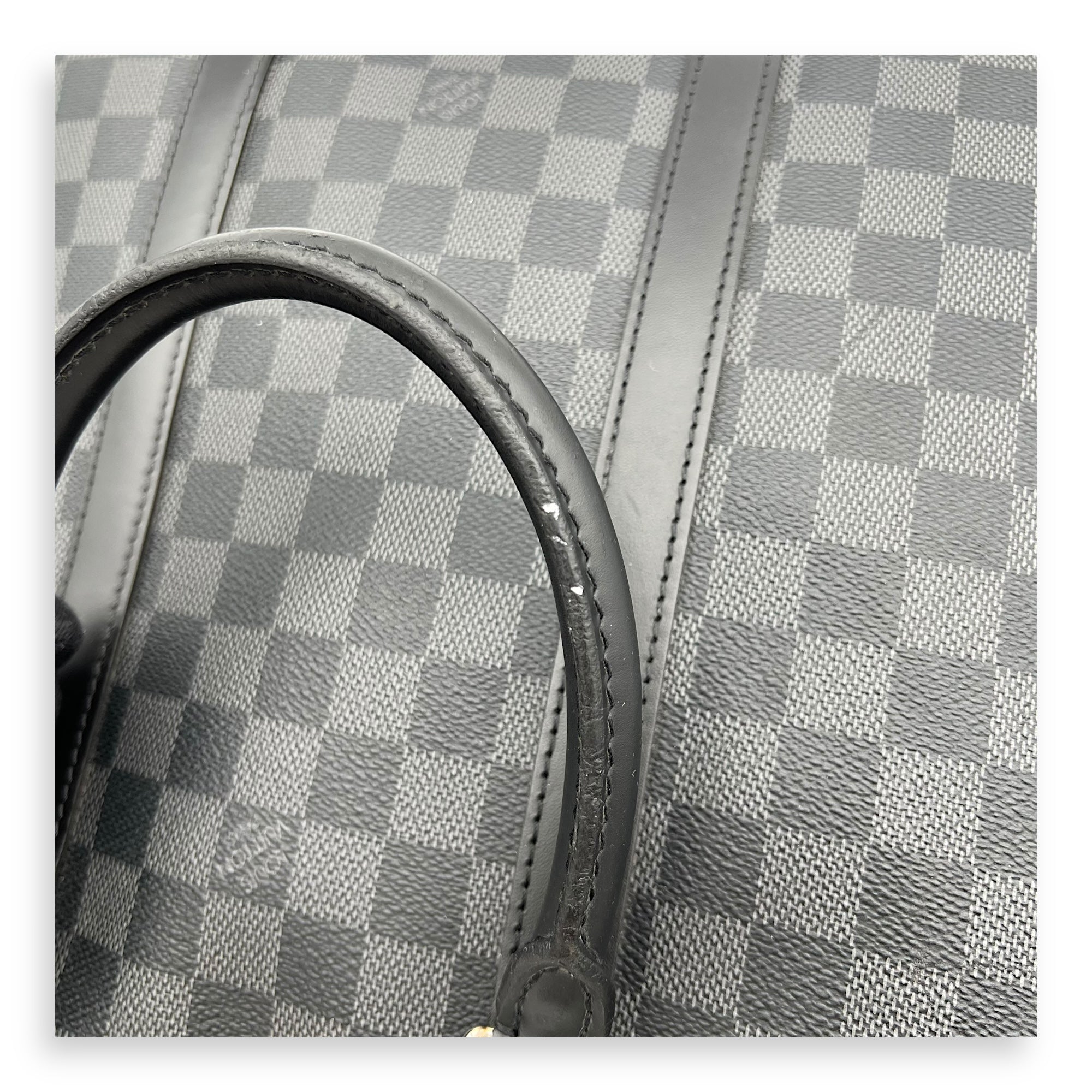Louis Vuitton Porte Document Top Handle Bag Graphite in Coated Canvas, Silver hardware_7