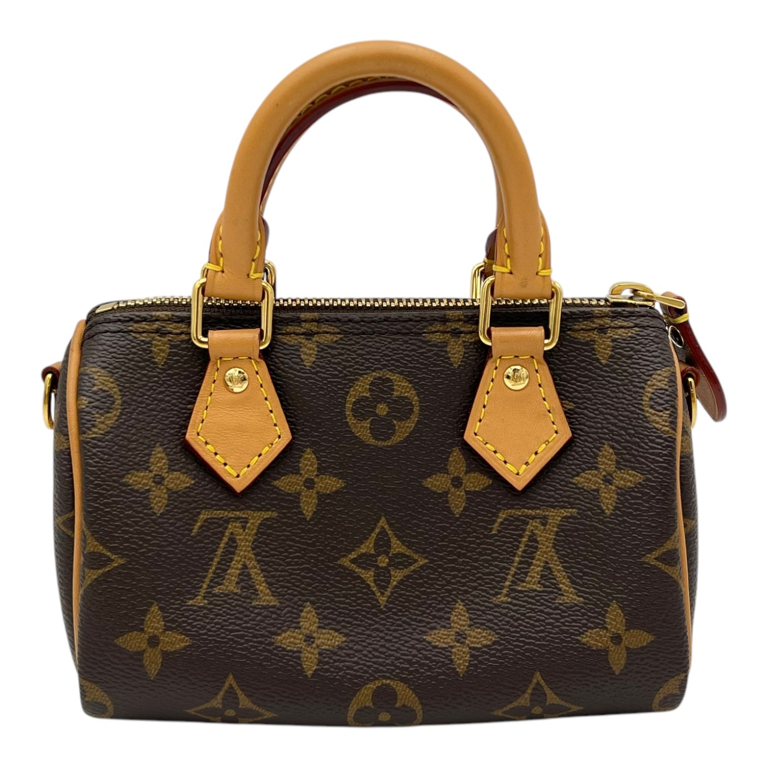 Louis Vuitton Speedy Crossbody Bag Nano Brown in Monogram Coated Canvas, Gold hardware_2